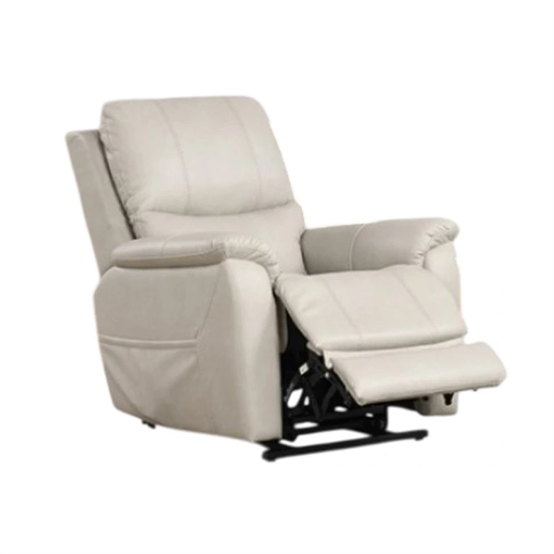 Pemberly Row Chair with Power Headrest Light Gray Faux Leather USB Charging