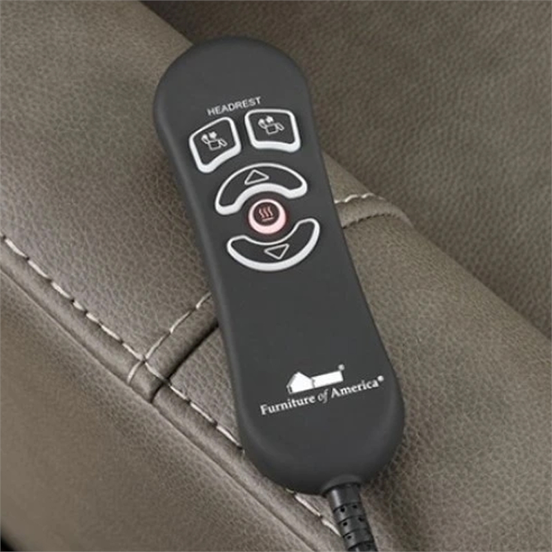 Pemberly Row Chair with Power Headrest Light Gray Fabric Padded USB Charging