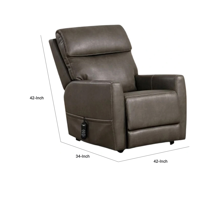 Pemberly Row Chair with Power Headrest Light Gray Fabric Padded USB Charging