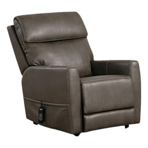 Pemberly Row Chair with Power Headrest Light Gray Fabric Padded USB Charging