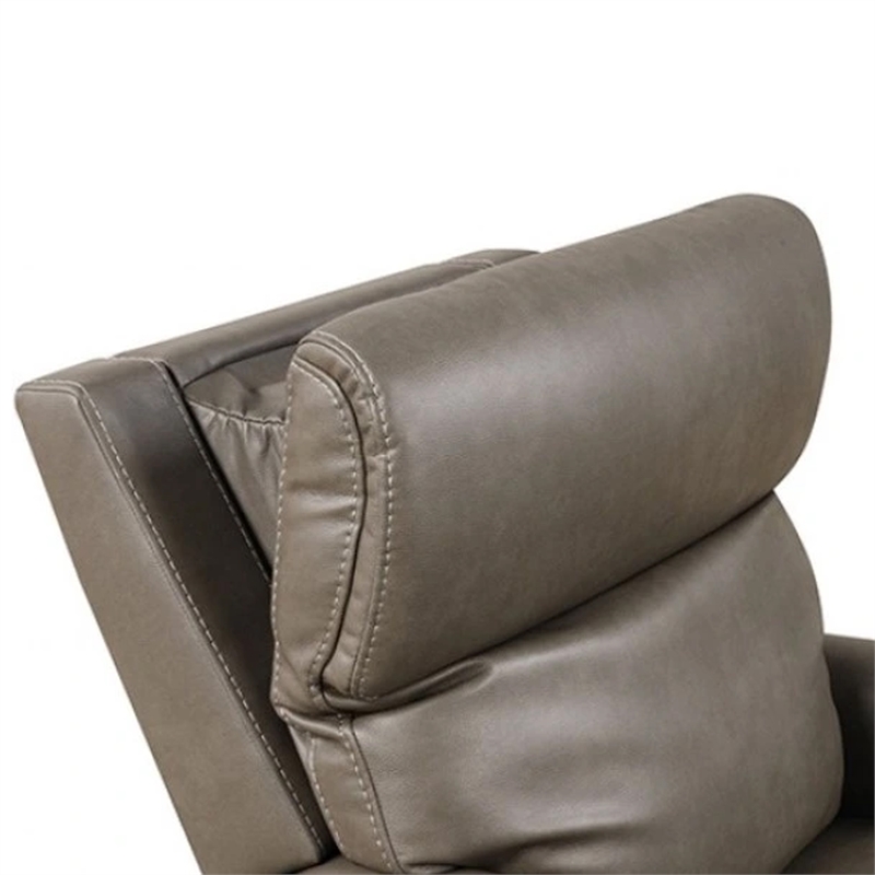 Pemberly Row Chair with Power Headrest Light Gray Fabric Padded USB Charging