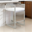 Pemberly Row 30 Inch Barstool Chair White Faux Leather Silver Stainless Steel