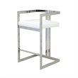 Pemberly Row 30 Inch Barstool Chair White Faux Leather Silver Stainless Steel