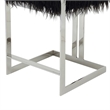 Pemberly Row 26 Inch Counter Stool Chair Black Faux Fur Silver Stainless Steel