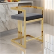 Pemberly Row 26 Inch Counter Stool Chair Gray Velvet Seat Stainless Steel Gold