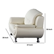 Pemberly Row 50 Inch Sofa Chair Tufted Ivory Faux Leather Chrome Metal Wood