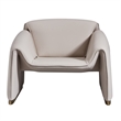 Pemberly Row 38 Inch Accent Chair Pink Gray Real Leather Upholstery Gold Metal