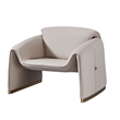 Pemberly Row 38 Inch Accent Chair Pink Gray Real Leather Upholstery Gold Metal