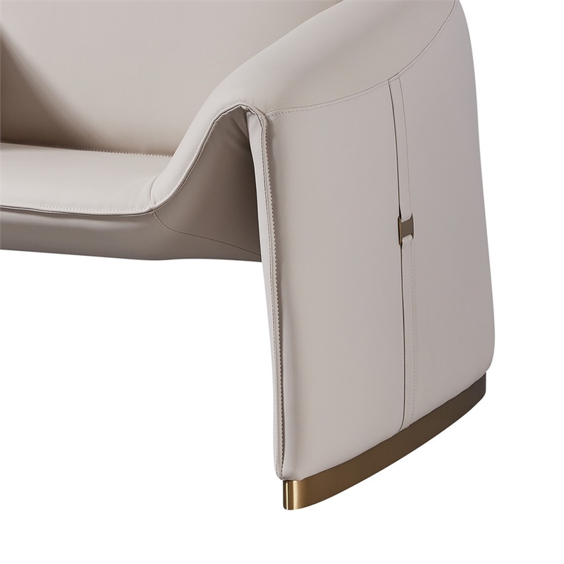 Pemberly Row 38 Inch Accent Chair Pink Gray Real Leather Upholstery Gold Metal
