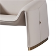 Pemberly Row 38 Inch Accent Chair Pink Gray Real Leather Upholstery Gold Metal