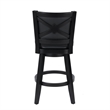 Pemberly Row Swivel Barstool Chair Black Wood Faux Leather Nailhead Trim