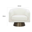 Pemberly Row 33 Inch Lounge Chair Round Frame White Boucle Fabric Brass Base