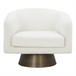 Pemberly Row 33 Inch Lounge Chair Round Frame White Boucle Fabric Brass Base