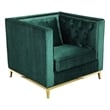 Pemberly Row 36 Inch Accent Chair in Green Tufted Velvet Gold Polished Steel