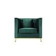Pemberly Row 36 Inch Accent Chair in Green Tufted Velvet Gold Polished Steel