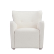 Pemberly Row 33 Inch Lounge Chair White Boucle Fabric Wing Back Design Wood
