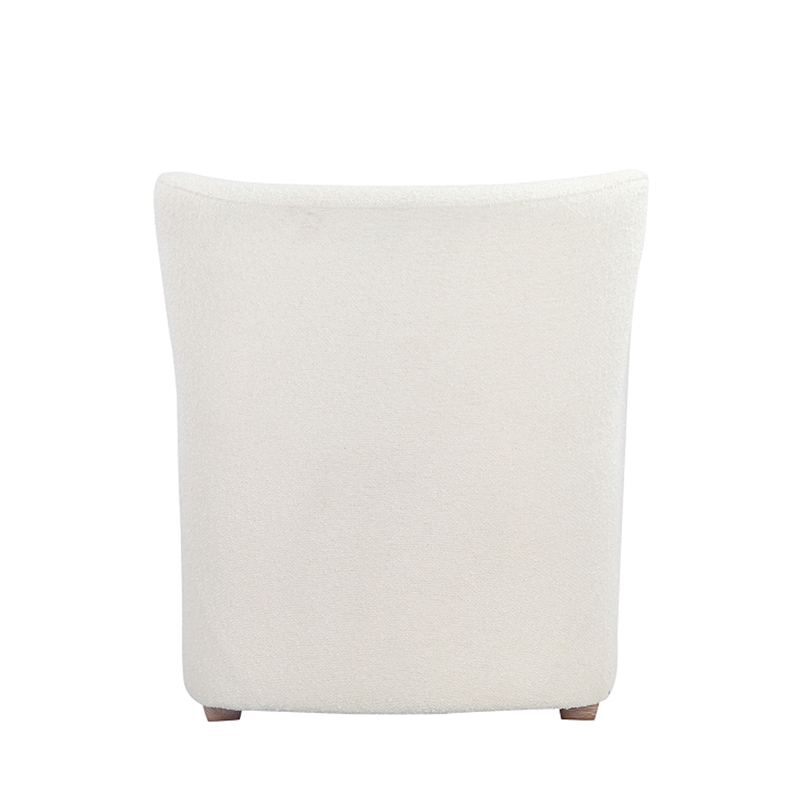 Pemberly Row 33 Inch Lounge Chair White Boucle Fabric Wing Back Design Wood