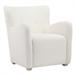 Pemberly Row 33 Inch Lounge Chair White Boucle Fabric Wing Back Design Wood