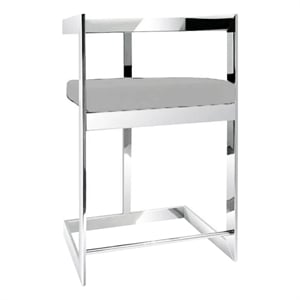 Pemberly Row 26 Inch Counter Stool Chair Low Back Gray Velvet Cantilever Chrome