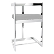 Pemberly Row 26 Inch Counter Stool Chair Low Back Gray Velvet Cantilever Chrome