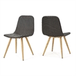Pemberly Row Side Dining Chair Iron Legs in Dark Gray Wicker Rattan