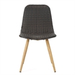 Pemberly Row Side Dining Chair Iron Legs in Dark Gray Wicker Rattan
