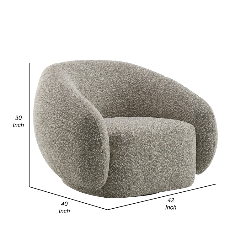 Pemberly Row Swivel Accent Chair Plush Round Cloudlike Design in Brown Boucle