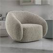 Pemberly Row Swivel Accent Chair Plush Round Cloudlike Design in Brown Boucle
