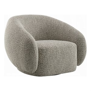 Pemberly Row Swivel Accent Chair Plush Round Cloudlike Design in Brown Boucle