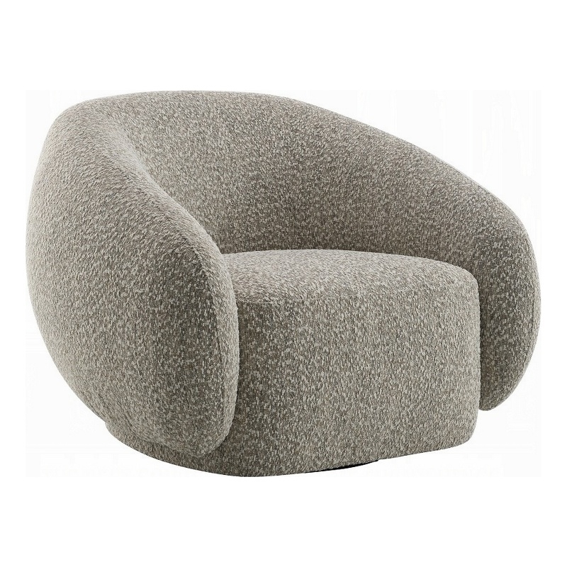 Pemberly Row Swivel Accent Chair Plush Round Cloudlike Design in Brown Boucle