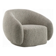 Pemberly Row Swivel Accent Chair Plush Round Cloudlike Design in Brown Boucle