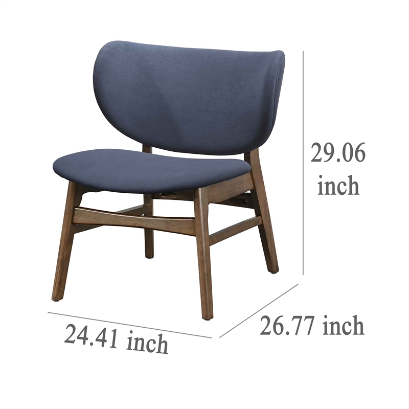 Pemberly Row Dining Side Chair in Slate Blue Polyester Walnut Brown Solid Wood