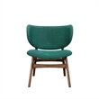 Pemberly Row Dining Side Chair in Rich Green Polyester Walnut Brown Solid Wood