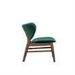 Pemberly Row Dining Side Chair in Rich Green Polyester Walnut Brown Solid Wood