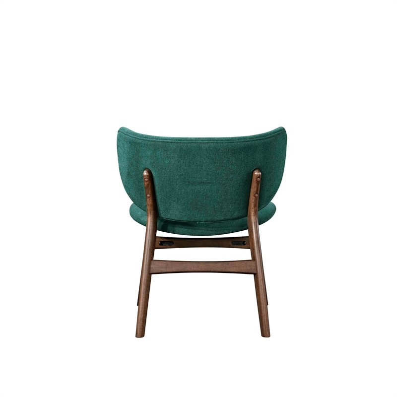 Pemberly Row Dining Side Chair in Rich Green Polyester Walnut Brown Solid Wood