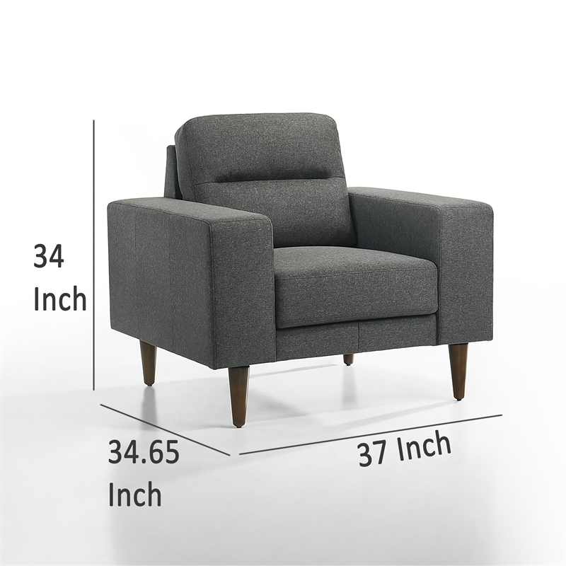 Pemberly Row Accent Chair Plush Gray Fabric with Classic Tapered Wood Legs