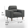 Pemberly Row Accent Chair Plush Gray Fabric with Classic Tapered Wood Legs