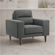 Pemberly Row Accent Chair Plush Gray Fabric with Classic Tapered Wood Legs