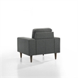 Pemberly Row Accent Chair Plush Gray Fabric with Classic Tapered Wood Legs