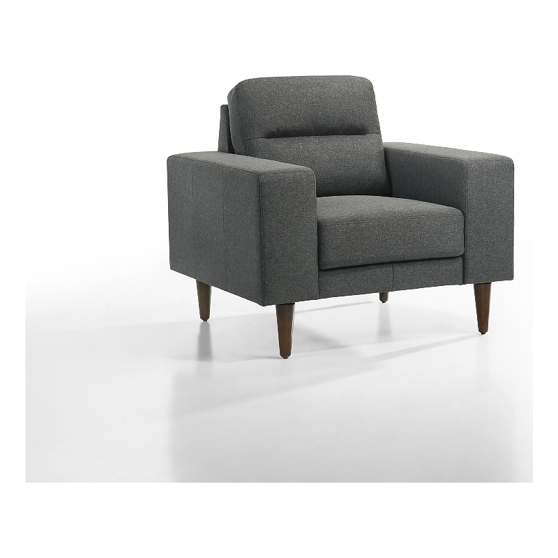 Pemberly Row Accent Chair Plush Gray Fabric with Classic Tapered Wood Legs