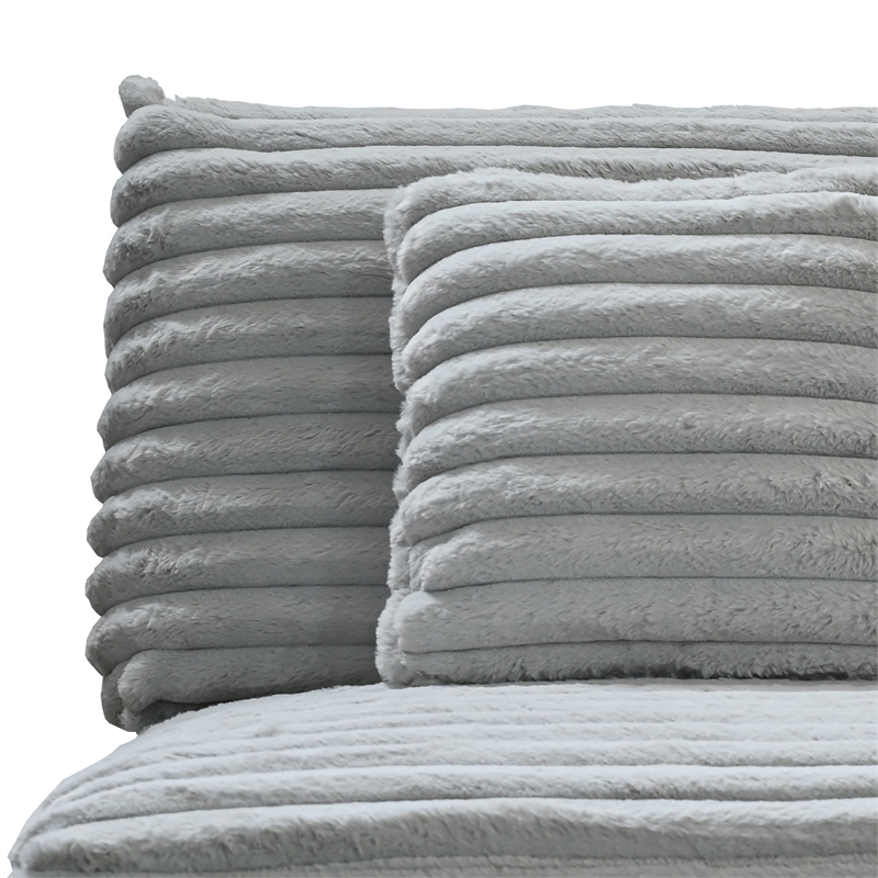Pemberly Row Armless Accent Chair in Gray Polyester Corduroy Soft Cushioned