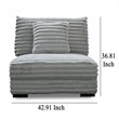 Pemberly Row Armless Accent Chair in Gray Polyester Corduroy Soft Cushioned