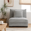 Pemberly Row Armless Accent Chair in Gray Polyester Corduroy Soft Cushioned