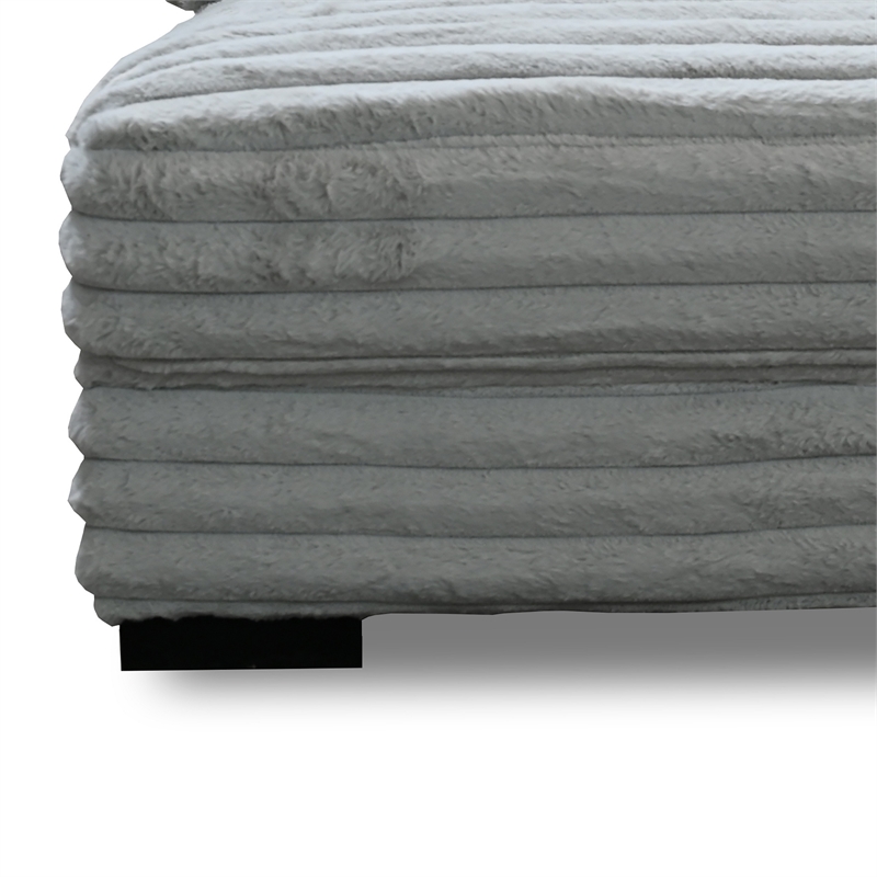 Pemberly Row Armless Accent Chair in Gray Polyester Corduroy Soft Cushioned