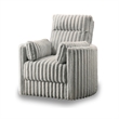 Pemberly Row Swivel Accent Chair Channel Gray Polyester Corduroy with 2 Pillows