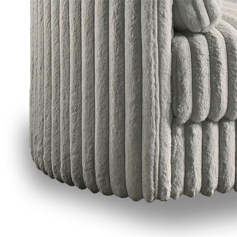 Pemberly Row Swivel Accent Chair Channel Gray Polyester Corduroy with 2 Pillows