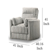 Pemberly Row Swivel Accent Chair Channel Gray Polyester Corduroy with 2 Pillows