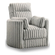 Pemberly Row Swivel Accent Chair Channel Gray Polyester Corduroy with 2 Pillows