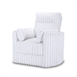 Pemberly Row Swivel Accent Chair Channel White Polyester Corduroy with 2 Pillows