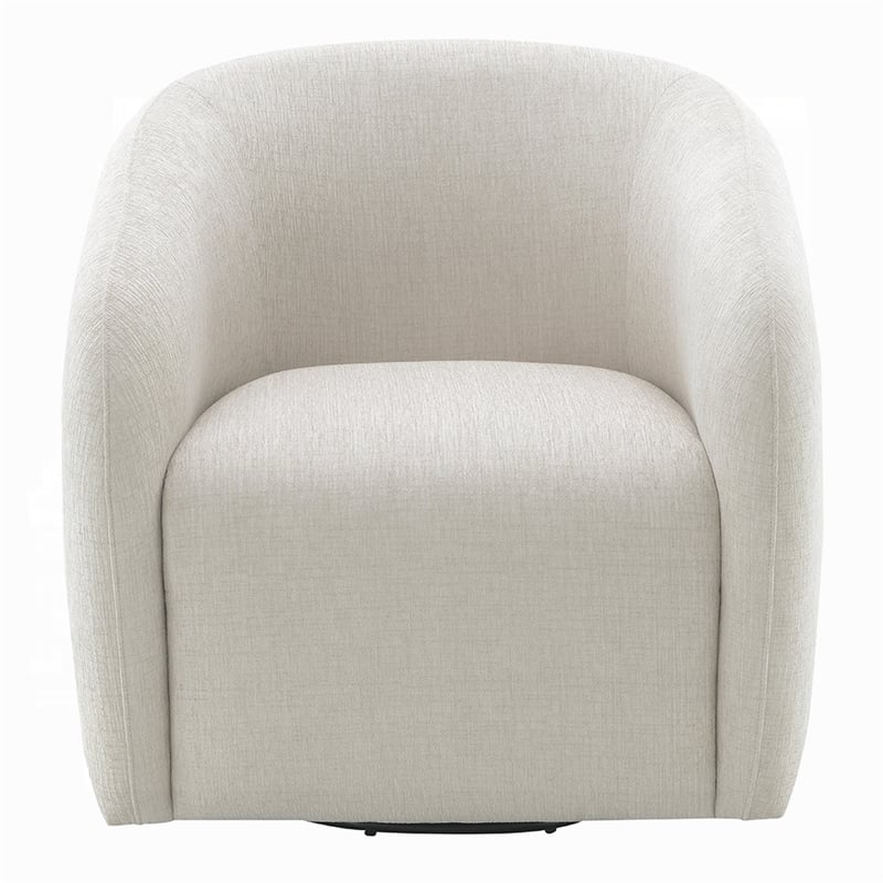 Pemberly Row Swivel Accent Chair Rounded Back in Warm Beige Linen